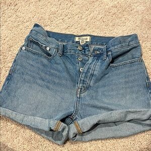 Madewell Light Blue Button-Front Rolled Denim Shorts